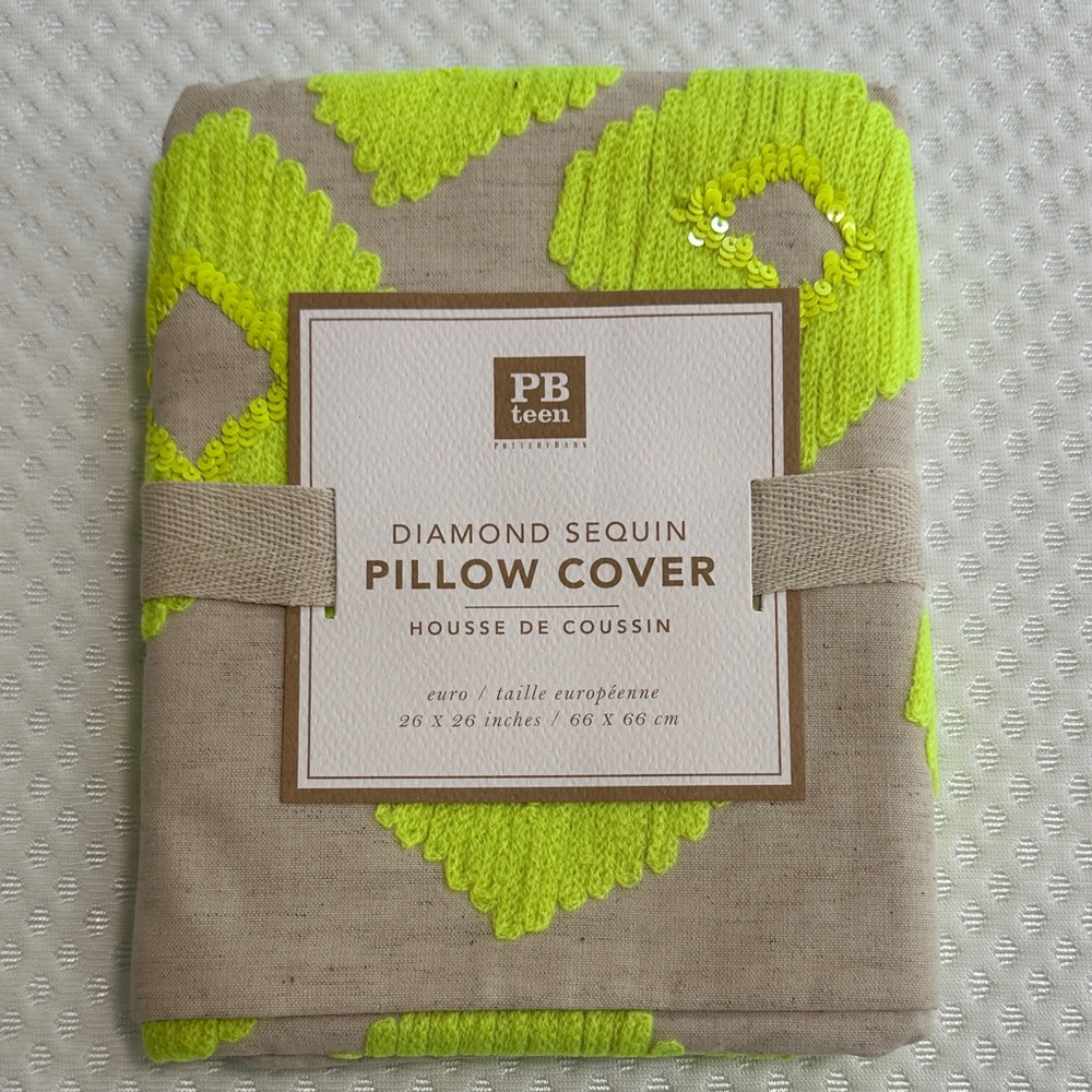 Pottery Barn Teen Neon Green Diamond Sequin Pillow Cover
